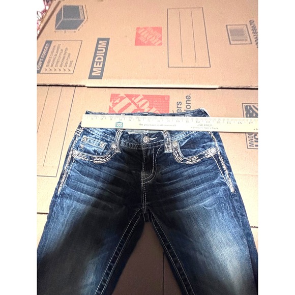 Miss Me Signature Boot Jeans Womens Size 26 Embellished Blue Denim - Picture 4 of 12